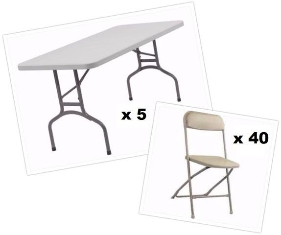 5 Tables and 40 Beige Chairs 5 Tables and 40 Beige Chairs