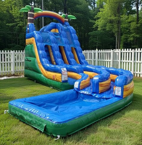 18 Foot Tropical Thunder Double Lane Water Slide 18 Foot Tropical Thunder Double Lane Water Slide