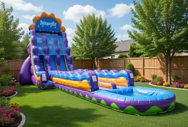 27 Foot Apex Falls Double Lane Water Slide with 35 FT Slip-n-Slide 27 Foot Apex Falls Double Lane Water Slide with 35 FT Slip-n-Slide