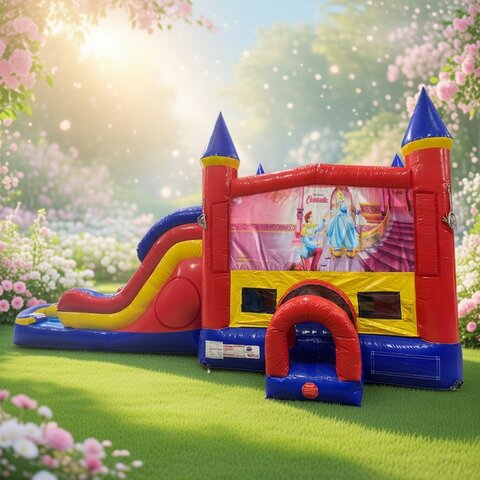 Cinderella Double Lane Bounce House Combination Cinderella Double Lane Bounce House Combination