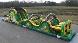 65 Foot Jungle Run Obstacle - Double Lane Slide Combo