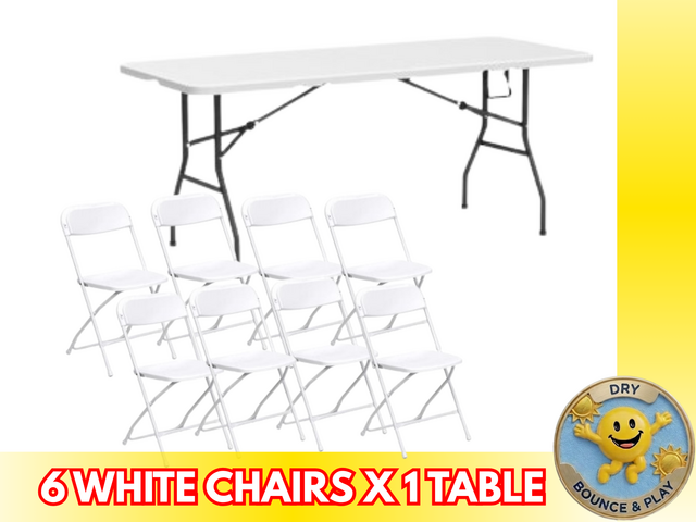 1 Table and 8 White Chairs 1 Table and 8 White Chairs