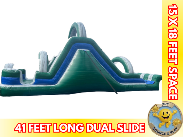 18' Emerald Dual Slide and Rock Wall Dry 18' Emerald Dual Slide and Rock Wall Dry