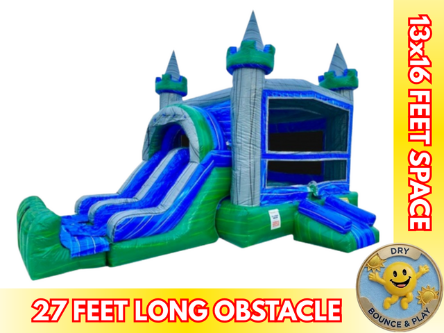 Green Emerald Combo Bounce House Dual Slide Green Emerald Combo Bounce House Dual Slide