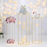 Gold Cylinder Stands Set of 3 W/O Flower