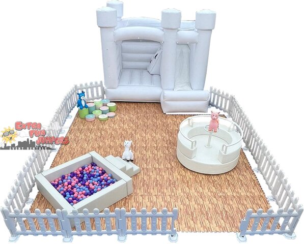 White combo Bouncer, Soft Play and Mechanical Fun Spinning wheel