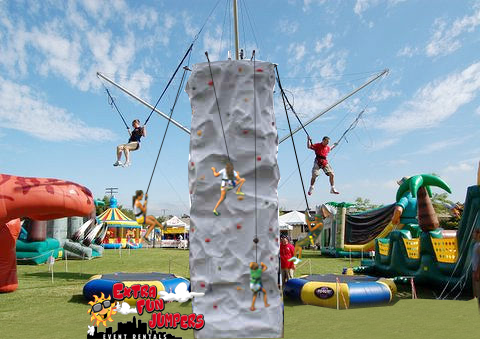 25ft Rock Wall / Bungee Trampoline Combo