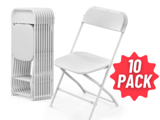 10 Pack white folding chairs