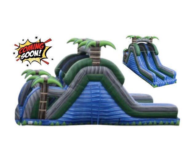 35ft Tropical Blue Crush Rock Climb Slide Obstacle Course 35ft Tropical Blue Crush Rock Climb Slide Obstacle Course