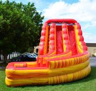 The VOLCANO Double Lane Water Slide with Curve ( Requires Large Inflatable Delivery ) The VOLCANO Double Lane Water Slide with Curve ( Requires Large Inflatable Delivery )