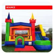 Big Rainbow Castle Bounce House & Slide Combo