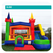 Big Rainbow Castle Slide & Bounce House Combo (Dry)