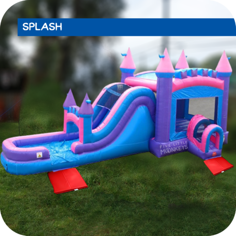 Pink Palace Water Slide & Bounce House Combo Rental
