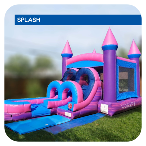 Pretty-in-Pink Water Slide & Bounce House Combo Rental