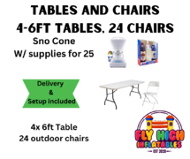 Picture of Tables and Chairs Bundle 4-6ft Tables, 24 Chairs + Sno Cone