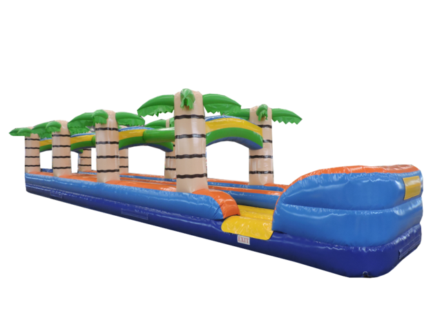 Tropical 28 ft Dual Lane Slip n Slide w/ Inflated landing (no pool) Tropical 28 ft Dual Lane Slip n Slide w/ Inflated landing (no pool)