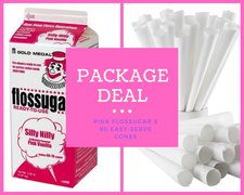 PACKAGE - Cotton Candy Flossugar and 60 Cones - PINK 