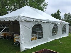 20x30 Pole Tent Package for 75 W/ Sidewalls  (9 6ft Tables and 75 Chairs)