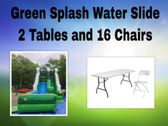 Green Splash Water Slide Party Package (2 6ft Tables and 16 Chairs)
