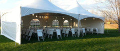 20x40 High Peak Frame Tent Package for 100 with Sidewalls (14 6ft Tables and 100 Chairs)