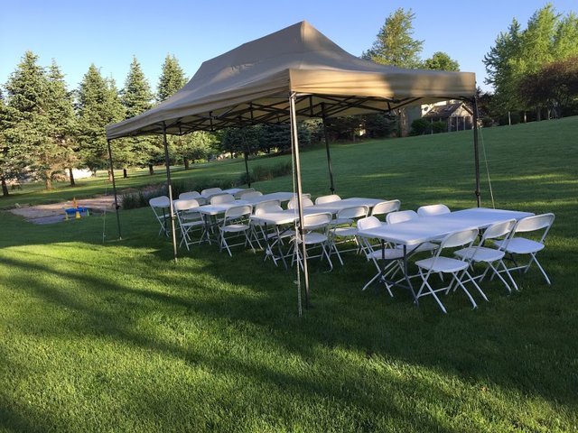 10x20 Popup Tent Package for 24  (4 6ft Tables and 24 Chairs)