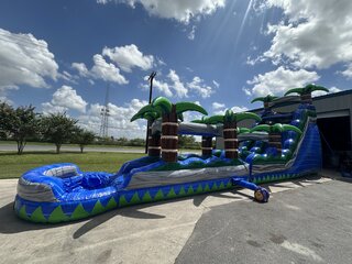 50ft Blue Island Water Slide with Slip and Slide