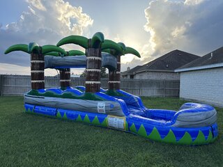 24ft Long Blue Palms Slip and Slide with Pool