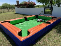 Pool Table with Soccer Balls Game 