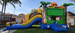 Hawaiian themed combo jumper 13ft wide 30ft long basketball hoop inside