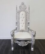 kings white and silver throne chair