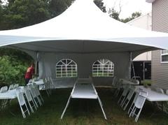 20x20 Frame Tent Package for 48 People with (6) 8' Tables and 48 chairs 20x20 Frame Tent Package for 48 People with (6) 8' Tables and 48 chairs
