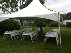 20x20 Frame Tent Package For 32 People With (4) 8' Tables and 32 chairs 20x20 Frame Tent Package For 32 People With (4) 8' Tables and 32 chairs