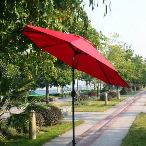 9 Foot Red Umbrella with base 9 Foot Red Umbrella with base