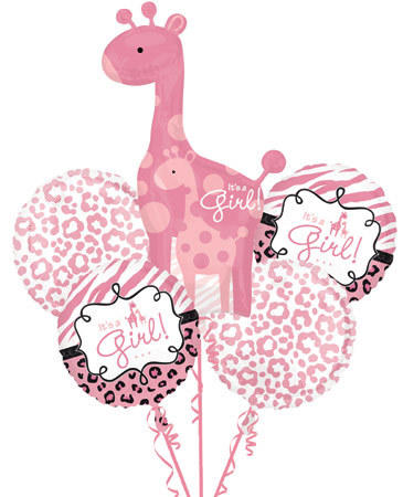 its a girl giraffe  mylar bouquet