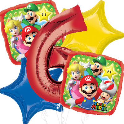 Super Mario Bros l Mylar Number  Balloon Bouquet
