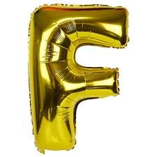  Gold Letter F mylar balloon