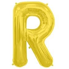  Gold Letter R mylar balloon