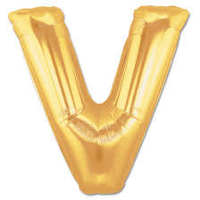  Gold Letter V mylar balloon