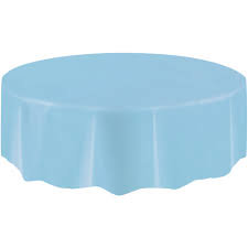 Light Blue Plastic Round  Table Cover