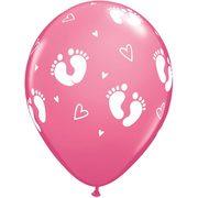 Baby girl footprints latex balloon