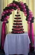 cake table single balloon arch w bottom draping