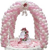 cake table double balloon arch