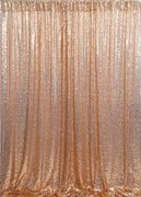 rose gold sequin pipe and drape
