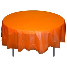 Orange Plastic Round  Table Cover
