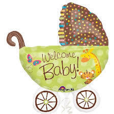 welcome baby safari  Mylar balloon stroller