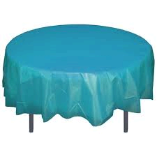 Turquoise Plastic Round  Table Cover