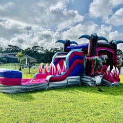 Pink Dino Bounce House/Slide