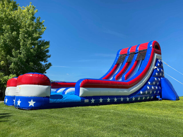 The 18 ft Americana Double Lane Big Splash Large water slides get the second day FREE