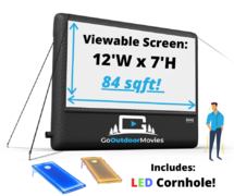 16ft Backyard Movie Screen With LED Cornhole