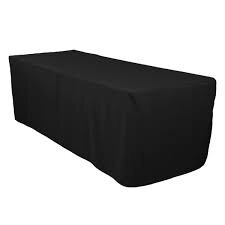 Black 6ft Polyester Linen Table Clothes with Floor Drop Black 6ft Polyester Linen Table Clothes with Floor Drop